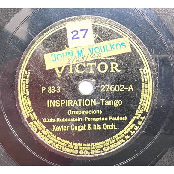 Xavier Cugat Inspiration Tango 10" Record 78RPM Victor 27602 Medias De Seda - Picture 1 of 5